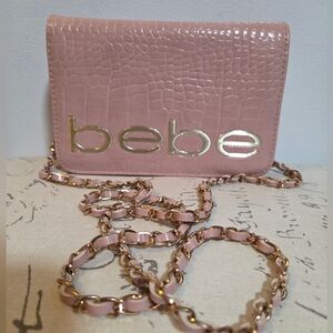 Bebe Light Pink Croco Crossbody Bag